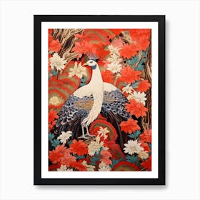 Aster And Bird 2 Vintage Japanese Botanical Art Print