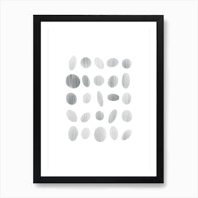 Monochrome Print Inspired by British Pebble Beaches in Watercolour 1 Art Print