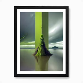 Girl In A Green Dress Art Print