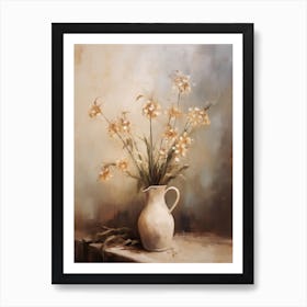 Bluebell, Autumn Fall Flowers Sitting In A White Vase, Farmhouse Style 1 Art Print