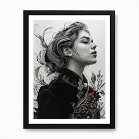 Black And White Portrait Of A Woman Art Print