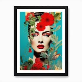 Mexican Woman With Flowers 1 Art Print