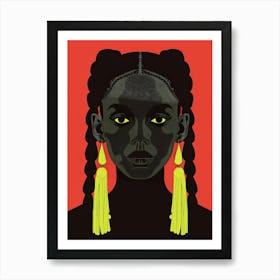 Black Girl With Yellow Earrings Art Print