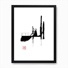 Father And Son Fight Art Print