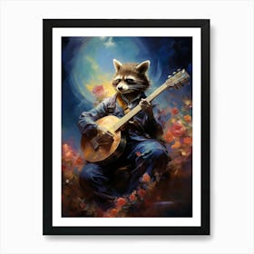 Raccoon Playing Guitar 1 Art Print