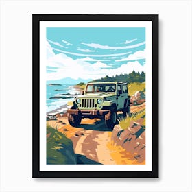 A Jeep Wrangler In Causeway Coastal Route Illustration 3 Art Print