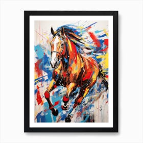 Horse Painting In The Style Of Abstract Expressionist 3 Art Print