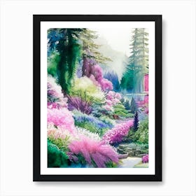 Butchart Gardens, 1, Canada Pastel Watercolour Art Print