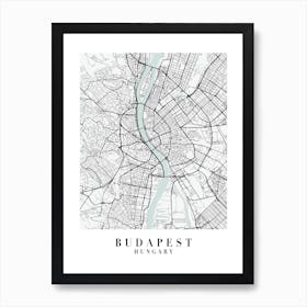 Budapest Hungary Street Map Minimal Color Art Print