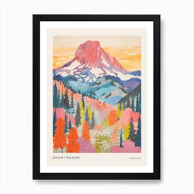 Mount Rainier United States 1 Colourful Mountain Illustration Poster Art Print