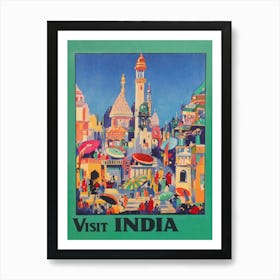 Visit India Vintage Travel Poster 1 Art Print