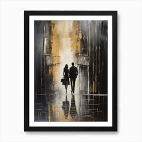 Couple Walking In The Rain 1 Art Print