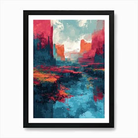 Abstract Landscape Painting | Pixel Art Series 1 Art Print
