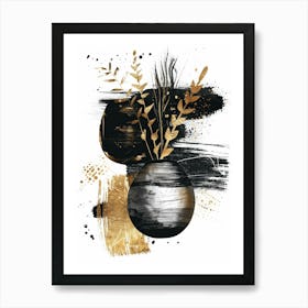 Gold And Black Abstract Painting 31 Art Print