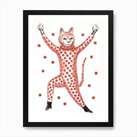 Cat and Dots Art Print