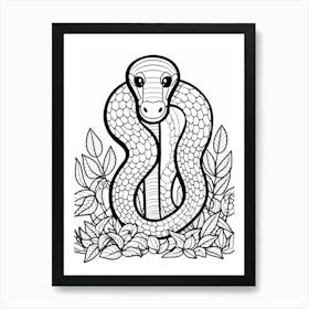Line Art Jungle Animal King Cobra 2 Art Print