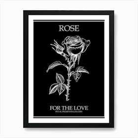 Black And White Rose Line Drawing 8 Poster Inverted Art Print