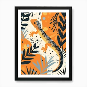 Orange Leopard Gecko Abstract Modern Illustration 4 Art Print