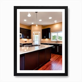 Kitchen With Black Cabinets Art Print