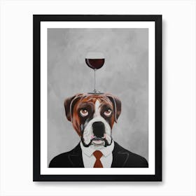 Boxer With Wineglass Art Print