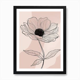 Line Art Sunflower Flowers Illustration Neutral 11 Art Print