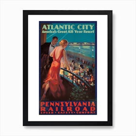 Travel To Atlantic City By Pennsylvania Railroad Art Print