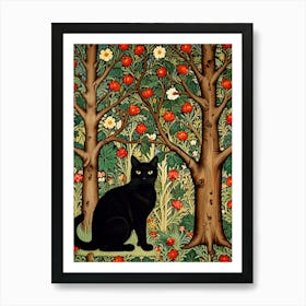 Black Cat In A Tree William Morris Art Print