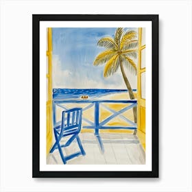 Blue Chair On The Beach Art Print