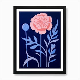 Blue Flower Illustration Carnation 4 Art Print