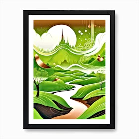 Green Landscape 1 Art Print