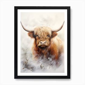 Close Up Of Highland Cow In The Storm Art Print