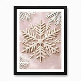 Snowflakes On A Pink Background Art Print