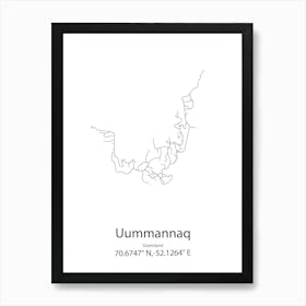 Uummannaq,Greenland Minimalist Map Art Print