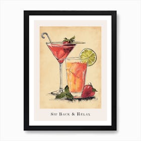 Sip Back & Relax Tile Poster 3 Art Print