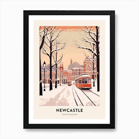 Vintage Winter Travel Poster Newcastle United Kingdom 2 Art Print