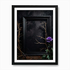 Black Frame With Purple Rose Art Print