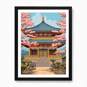 Nara Park, Japan Vintage Travel Art 4 Art Print