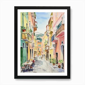 Naples, Italy Watercolour Streets 2 Art Print