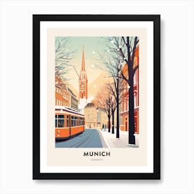 Vintage Winter Travel Poster Munich Germany 4 Art Print