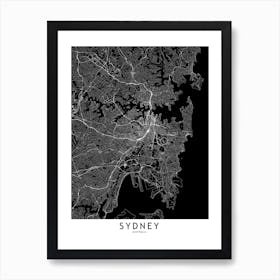 Sydney Black And White Map Art Print