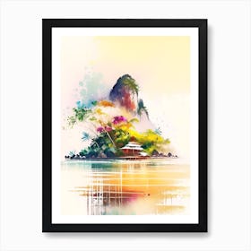 Koh Yao Noi Thailand Watercolour Pastel Tropical Destination Art Print