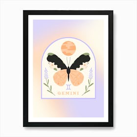 Zodiac Butterfly Gemini Art Print
