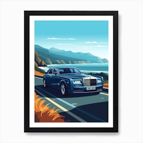 A Rolls Royce Phantom In The Pacific Coast Highway Car Illustration 2 Art Print