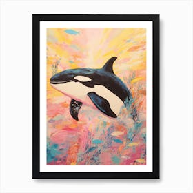 Pastel Crayon Underwater Orca Whale Drawing 2 Art Print