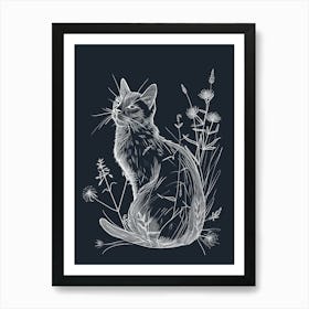 American Bobtail Cat Minimalist Illustration 3 Poster