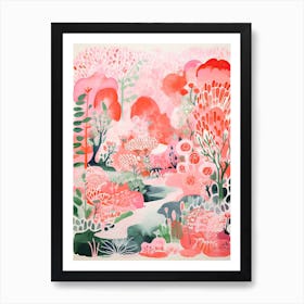 Kenrokuen Gardens Abstract Riso Style 3 Art Print