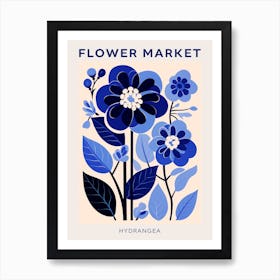 Blue Flower Market Poster Hydrangea 3 Art Print