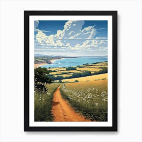 South West Coast Path England 3 Vintage Travel Illustration Art Print