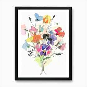 Sweet Pea 2 Collage Flower Bouquet Art Print