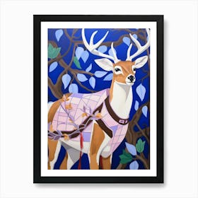 Maximalist Animal Painting White Tailed Deer 3 Art Print